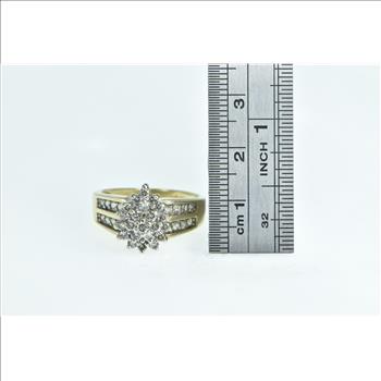 10K Pear Diamond Cluster Vintage Statement Yellow Gold Ring, Size 8.25