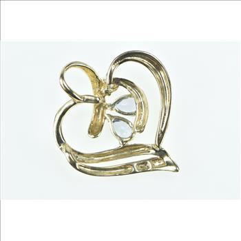 10K Pear Tanzanite Diamond Accent Heart Love Yellow Gold Pendant