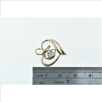 10K Pear Tanzanite Diamond Accent Heart Love Yellow Gold Pendant