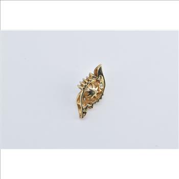 10K Pearl Baguette Diamond Swirl Vintage Statement Yellow Gold Pendant