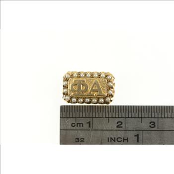 10K Phi Alpha Victorian Seed Pearl Greek Lapel Yellow Gold Pin/Brooch