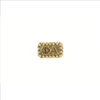 10K Phi Alpha Victorian Seed Pearl Greek Lapel Yellow Gold Pin/Brooch