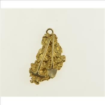 10K Pick Axe Shovel Prospector Gold Rush Yellow Gold Charm/Pendant