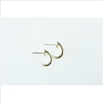 10K Pink Topaz Diamond Curved Bar Semi Hoop Yellow Gold Earrings