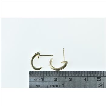 10K Pink Topaz Diamond Curved Bar Semi Hoop Yellow Gold Earrings