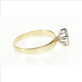 10K Pointed Oval Diamond Cluster Retro Engagement Yellow Gold Ring, Size 8.75