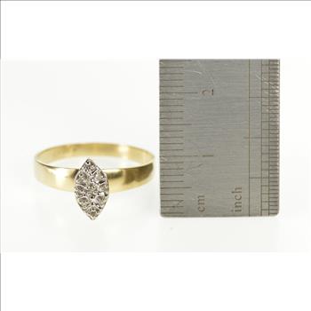 10K Pointed Oval Diamond Cluster Retro Engagement Yellow Gold Ring, Size 8.75