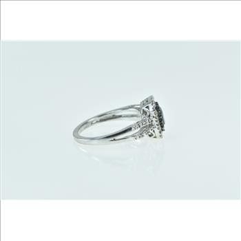 10K Princess Diamond Black Halo Engagement White Gold Ring, Size 6.5