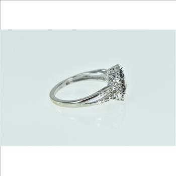 10K Princess Diamond Black Halo Engagement White Gold Ring, Size 6.5