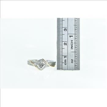 10K Princess Diamond Halo Promise Engagement White Gold Ring, Size 7
