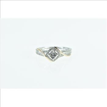10K Princess Diamond Halo Promise Engagement White Gold Ring, Size 7