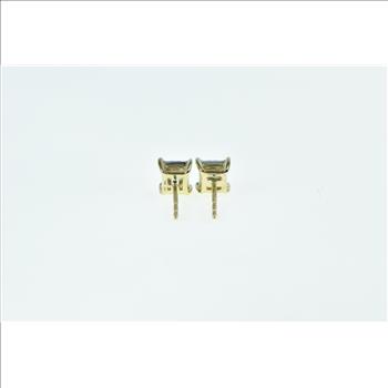 10K Princess Diamond Squared Vintage Classic Stud Yellow Gold Earrings