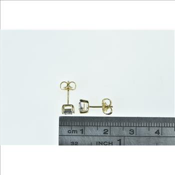 10K Princess Diamond Squared Vintage Classic Stud Yellow Gold Earrings
