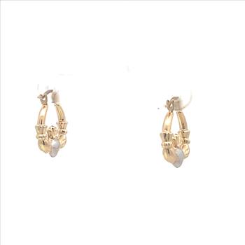 10K Puffy Claddagh Celtic Loyalty Symbol Hoop Yellow Gold Earrings