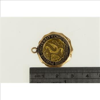 10K Purdue University Enamel Vintage Glass Yellow Gold Charm/Pendant