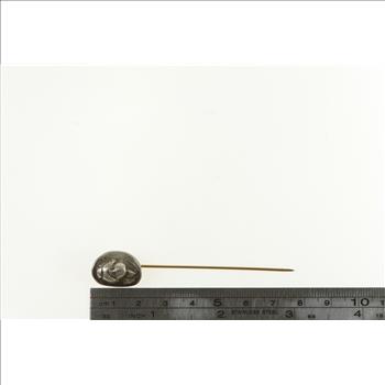 10K Repousse Coin Face Mercury Dime Yellow Gold Stick Pin