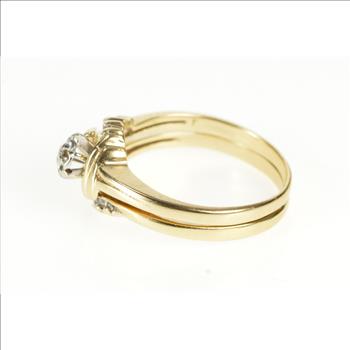 10K Retro Diamond Bypass Bridal Set Engagement Yellow Gold Ring, Size 7