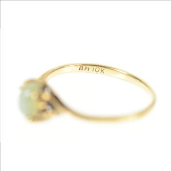 10K Retro Syn. Green Star Sapphire Classic Yellow Gold Ring, Size 5