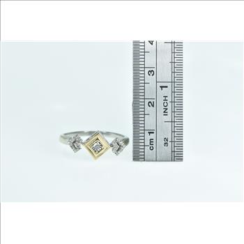 10K Reversible Diamond Square Engagement Yellow Gold Ring, Size 9.75