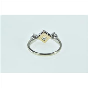 10K Reversible Diamond Square Engagement Yellow Gold Ring, Size 9.75