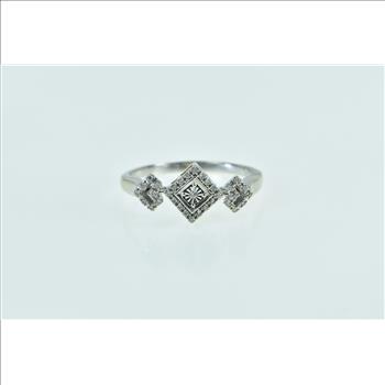 10K Reversible Diamond Square Engagement Yellow Gold Ring, Size 9.75