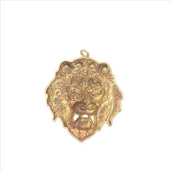 10K Roaring Lion Strength Symbol High Relief Yellow Gold Charm/Pendant
