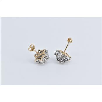 10K Round Diamond Flower Round Cluster Stud White Gold Earrings