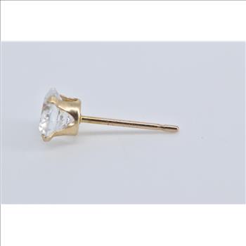 10K Round Solitaire Classic Single CZ Stud Yellow Gold Earring