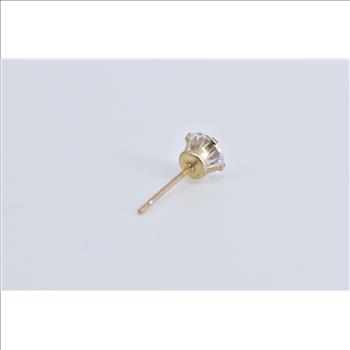 10K Round Solitaire Classic Single CZ Stud Yellow Gold Earring