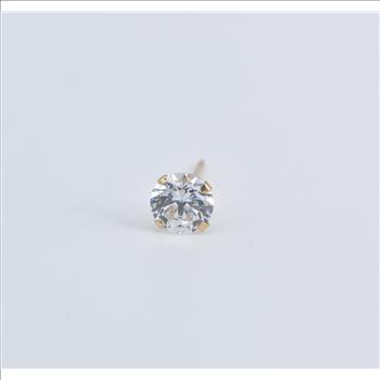 10K Round Solitaire Classic Single CZ Stud Yellow Gold Earring