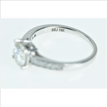 10K Round Vintage Classic Travel Engagement CZ White Gold Ring, Size 8