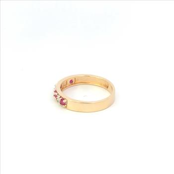 10K Ruby Diamond Classic Vintage Wedding Band Yellow Gold Ring, Size 6.75