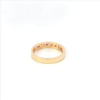 10K Ruby Diamond Classic Vintage Wedding Band Yellow Gold Ring, Size 6.75