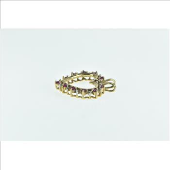 10K Ruby Diamond Heart Love Symbol Vintage Yellow Gold Pendant