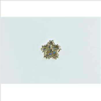 10K Sapphire Diamond Flower Cluster Single Stud Yellow Gold Earring