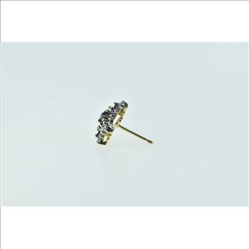 10K Sapphire Diamond Flower Cluster Single Stud Yellow Gold Earring
