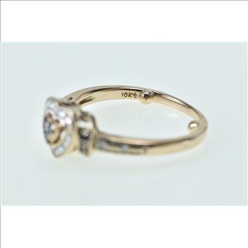 10K Sapphire Diamond Heart Love Symbol Promise Rose Gold Ring, Size 5.5