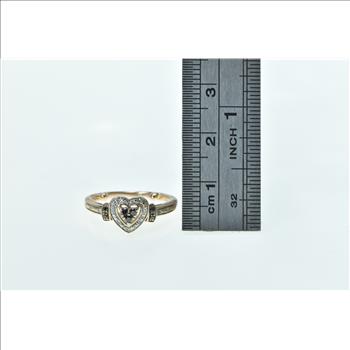 10K Sapphire Diamond Heart Love Symbol Promise Rose Gold Ring, Size 5.5