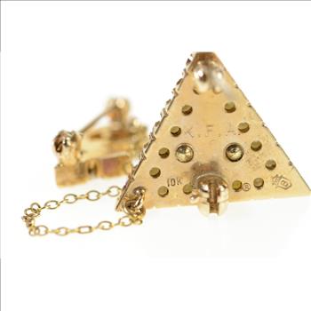 10K Sigma Kappa Seed Pearl Enamel Lapel Yellow Gold Pin/Brooch