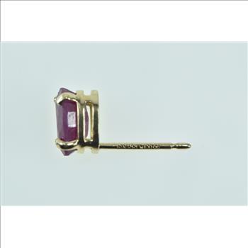 10K Single Ruby Solitaire Vintage Oval Stud Yellow Gold Earring