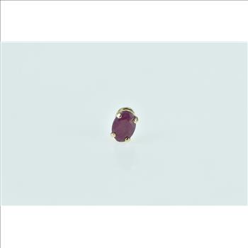 10K Single Ruby Solitaire Vintage Oval Stud Yellow Gold Earring