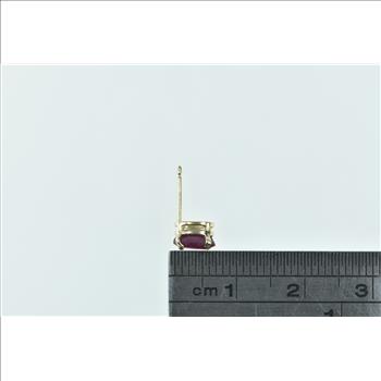 10K Single Ruby Solitaire Vintage Oval Stud Yellow Gold Earring