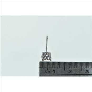 10K Single Squared Diamond Vintage Stud White Gold Earring
