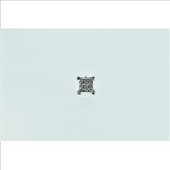 10K Single Squared Diamond Vintage Stud White Gold Earring