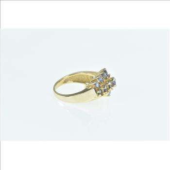 10K Tanzanite Vintage Wavy Statement Band Yellow Gold Ring, Size 6.25