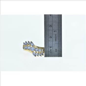 10K Tanzanite Vintage Wavy Statement Band Yellow Gold Ring, Size 6.25