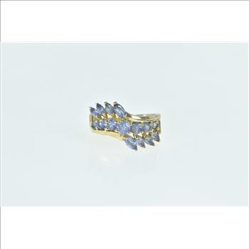 10K Tanzanite Vintage Wavy Statement Band Yellow Gold Ring, Size 6.25