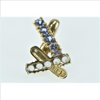 10K Tanzanite X Criss Cross Vintage Statement Yellow Gold Earrings