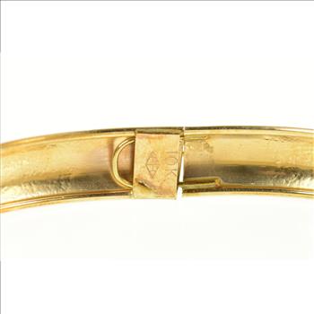 10K Textured Greek Wave Pattern Oval Bangle Yellow Gold Bracelet 7.25