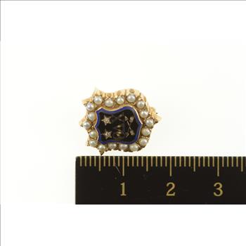 10K Theta Delta Chi Black Enamel Fraternity Lapel Yellow Gold Pin/Brooch